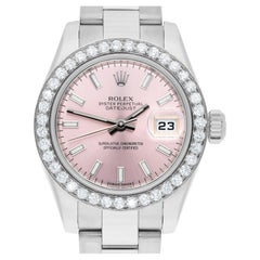 Rolex Lady-Datejust 26mm 179160 Stahl Rosa Index Zifferblatt Diamant Lünette Austernband 