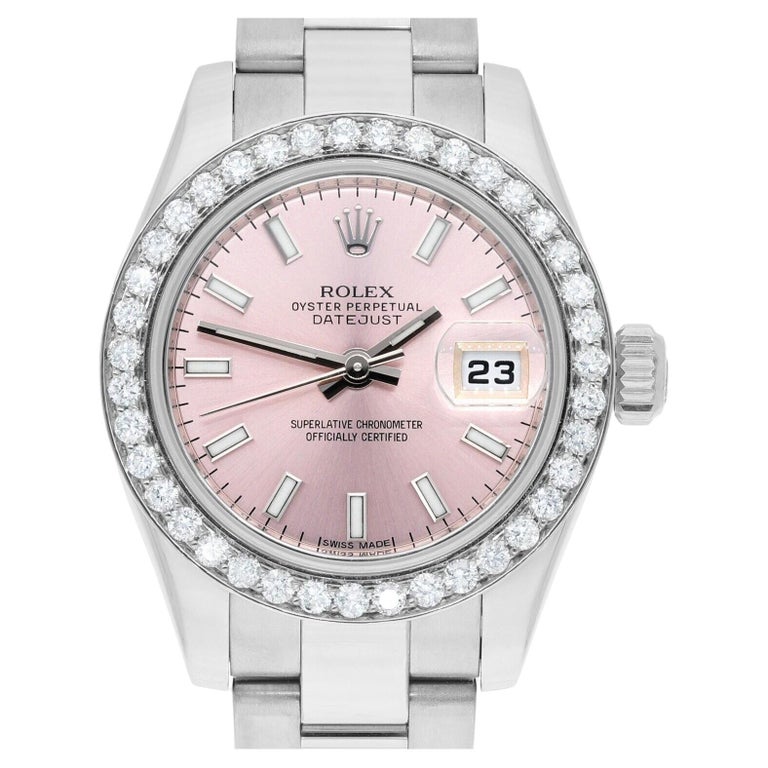 Rolex Lady-Datejust 26mm 179160 Steel Pink Index Dial Diamond Bezel Oyster  Band
