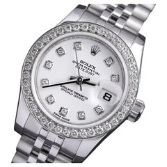 Used Rolex Lady-Datejust Steel Watch Factory White Diamond Dial Watch 179174 