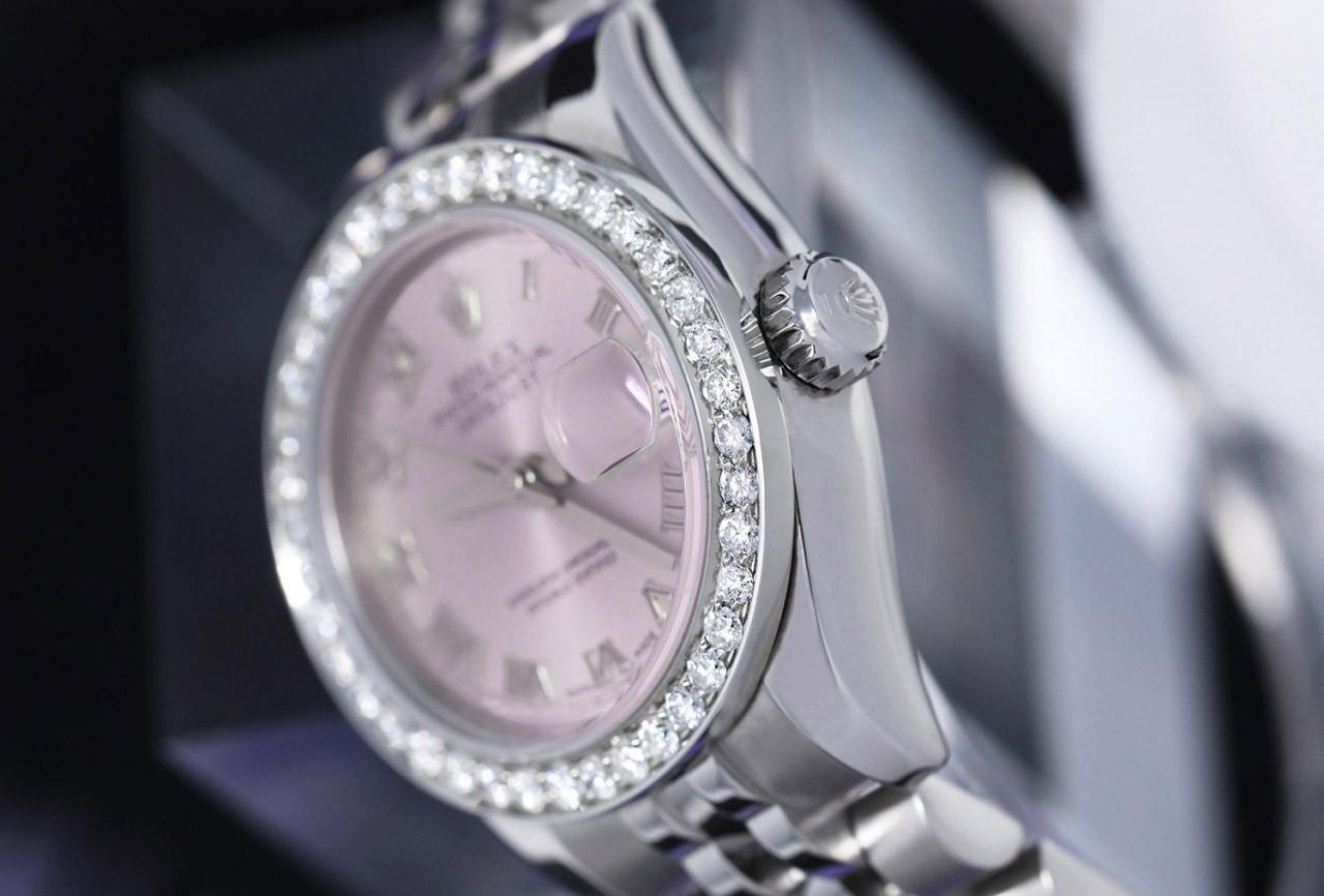 rolex pink face with diamonds