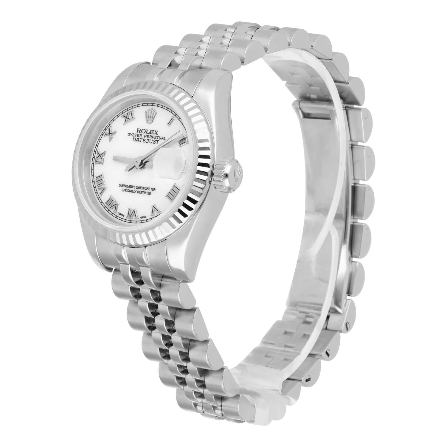De las mujeres Rolex Lady-Datejust 26 mm 179174 Reloj de acero y oro blanco Esfera romana ¡Completo! en venta