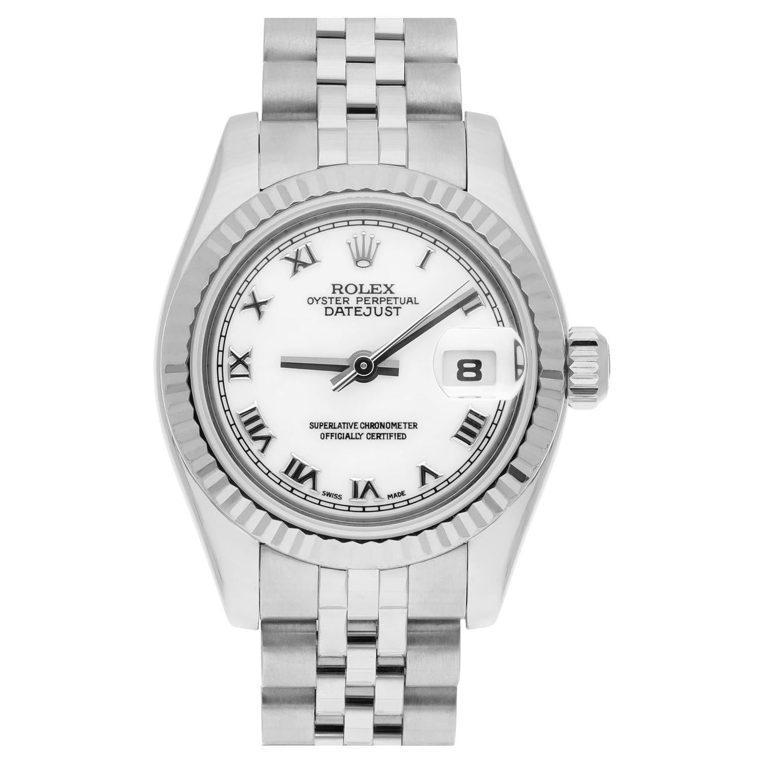 Rolex Lady-Datejust 26mm 179174 Steel & White Gold Watch Roman Dial Complete! For Sale