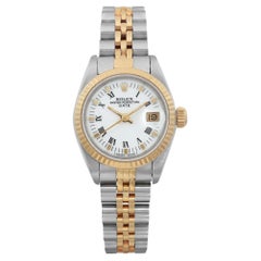 Retro Rolex Lady Datejust 26mm 18K Gold Steel White Roman Dial Ladies Watch 69173