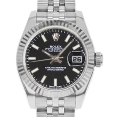 Rolex Lady Datejust 26mm 18K White Gold Steel Black Dial Ladies Watch 179174