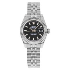 Rolex Lady Datejust 26mm 18K Oro Blanco Acero Esfera Negra Reloj de Señora 179174