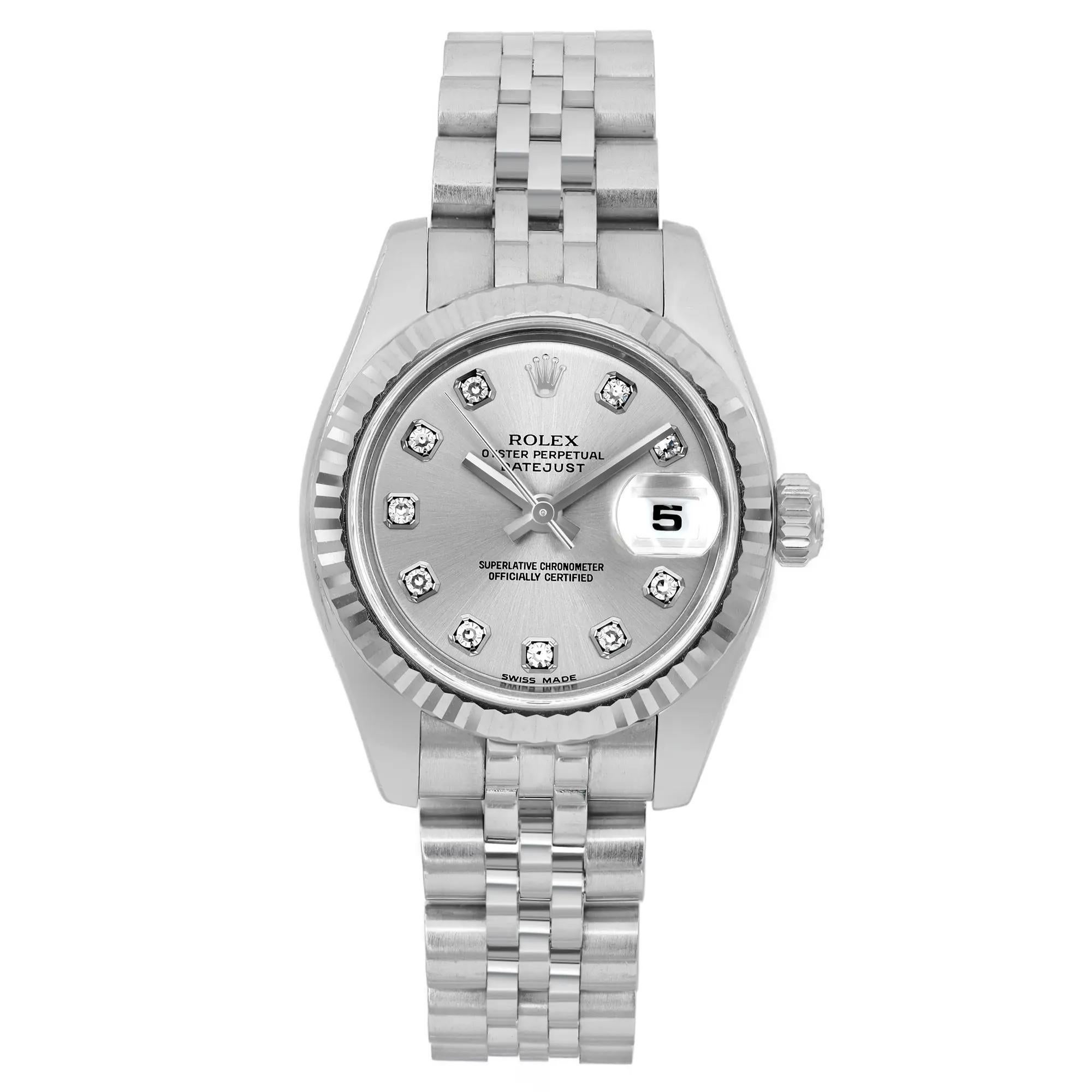 Reloj Rolex Lady Datejust 26mm Oro Blanco 18K Acero Diamante Esfera Plateada 179174
