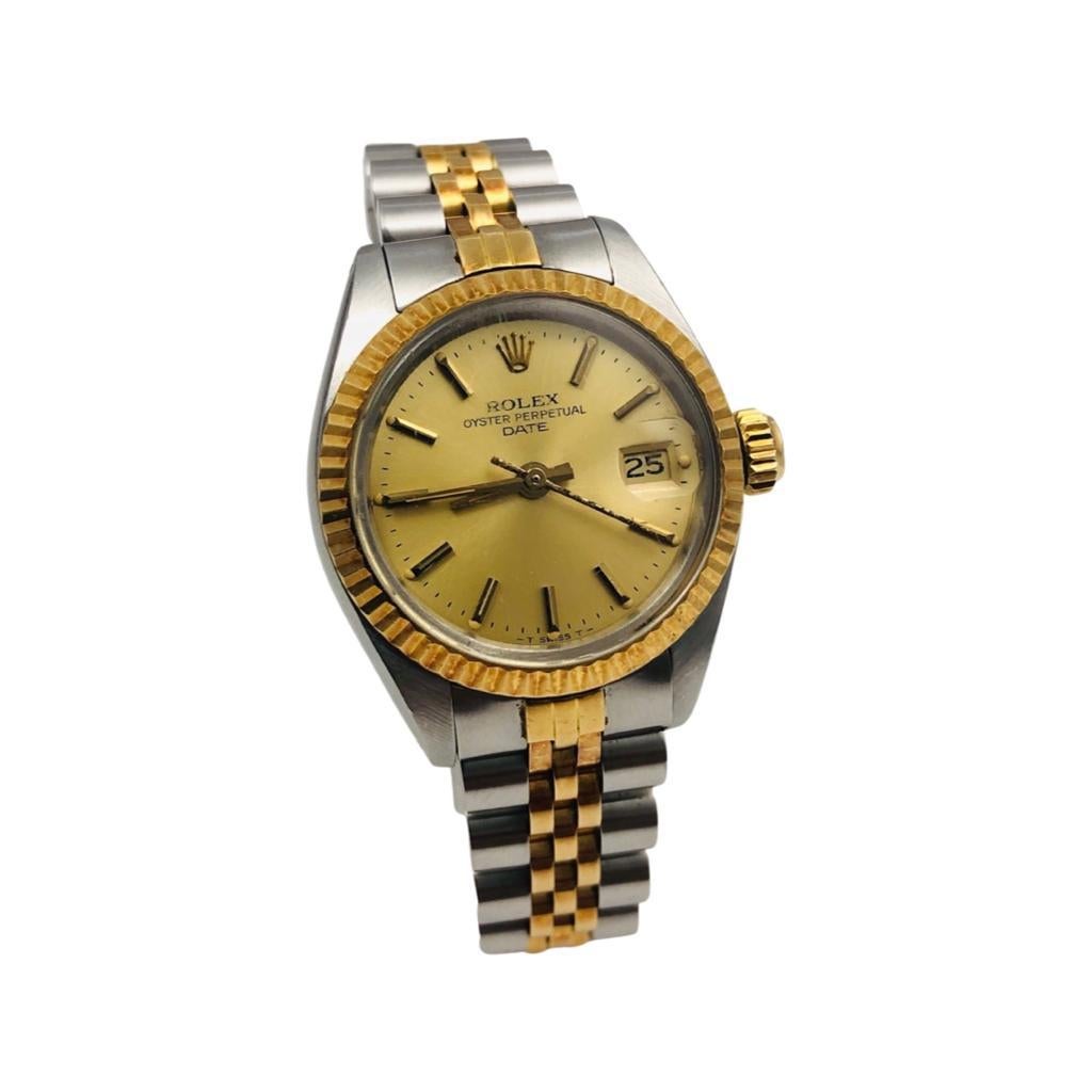 Rolex Lady DateJust 18k Yellow Gold/Stainless Steel Jubilee Band In Good Condition In Miami, FL