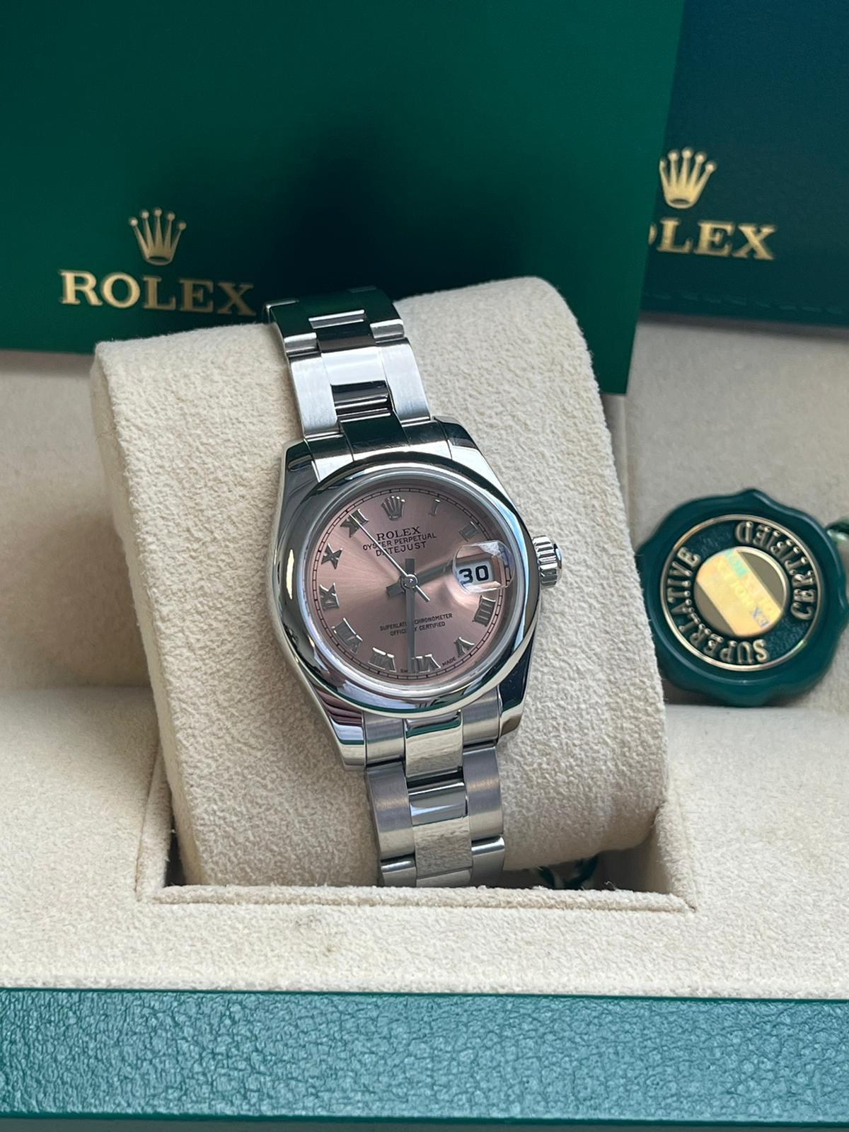 Rolex Lady-Datejust 26mm Automatic Pink Roman Dial Steel Oyster Watch 179160 2