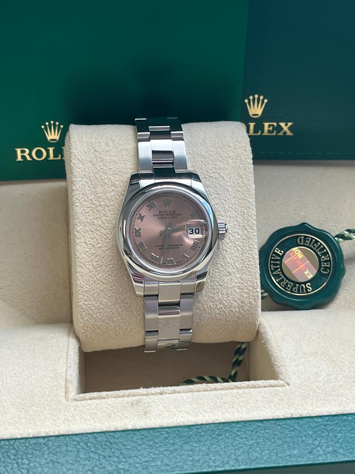 Rolex Lady-Datejust 26mm Automatic Pink Roman Dial Steel Oyster Watch 179160 4