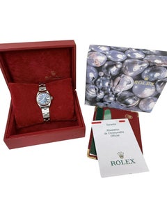 Rolex Lady-Datejust 26mm Blue Diamond Dial White Gold Steel Oyster Watch 79174