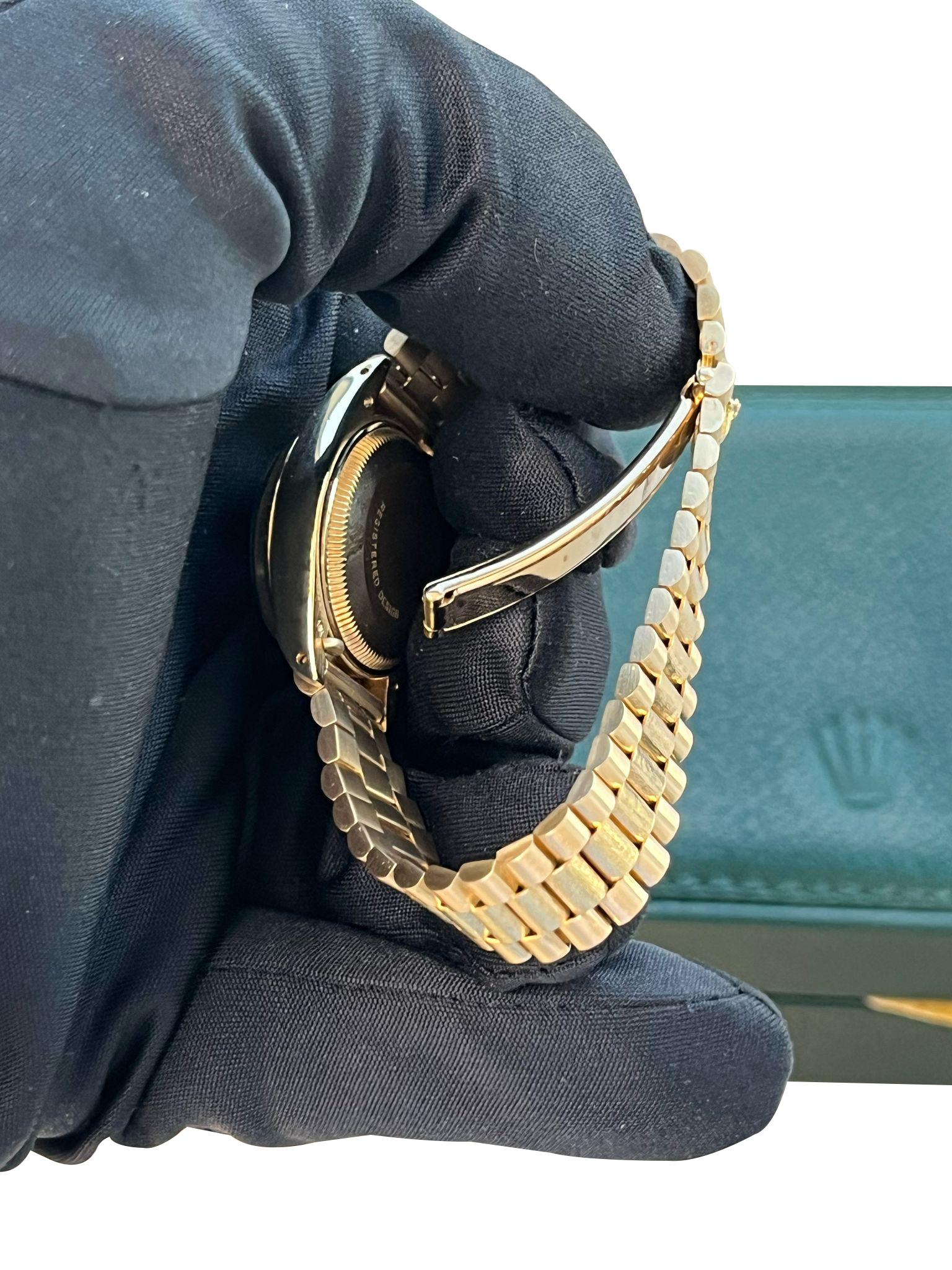 Rolex Lady-Datejust 26mm Champagne Dial 18K Yellow Gold Diamond Bezel Watch 6916 For Sale 6