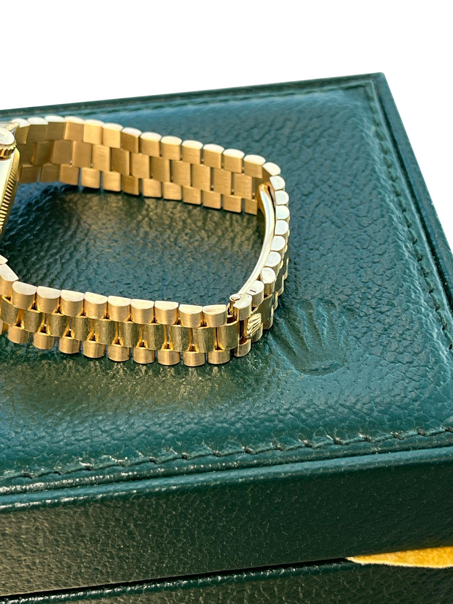 Rolex Lady-Datejust 26mm Champagne Dial 18K Yellow Gold Diamond Bezel Watch 6916 For Sale 2