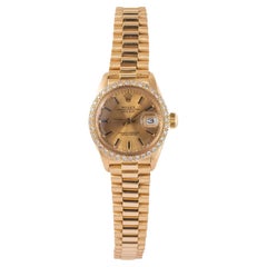 Rolex Lady-Datejust 26 mm Quadrante champagne Oro giallo 18 carati Lunetta con diamanti 6916