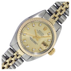 Rolex Lady Datejust Champagne Diamond Dial Steel and Yellow Gold Box Paper
