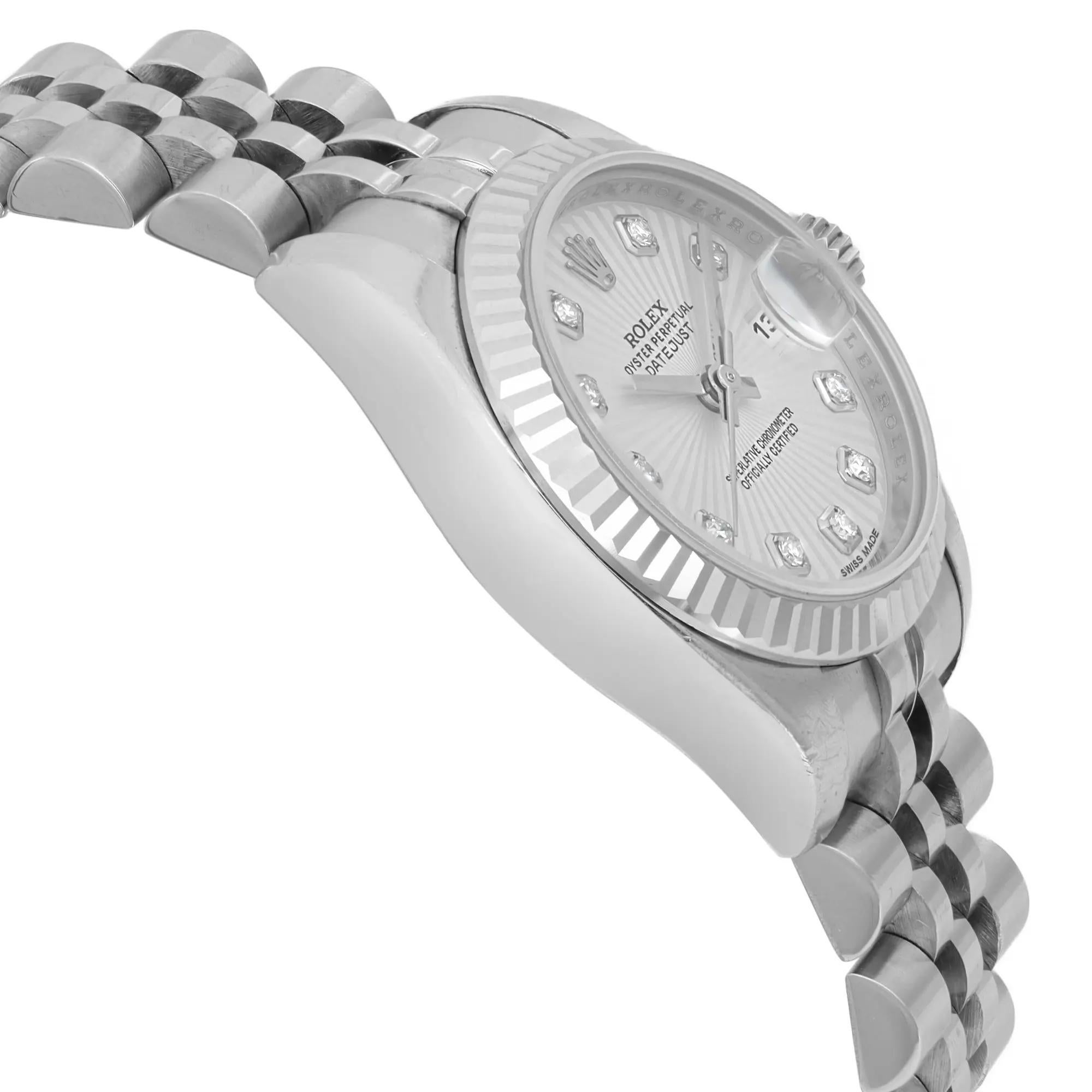 Women's Rolex Lady Datejust 26mm Gold Steel Diamond Silver Dial Automatic Watch 179174