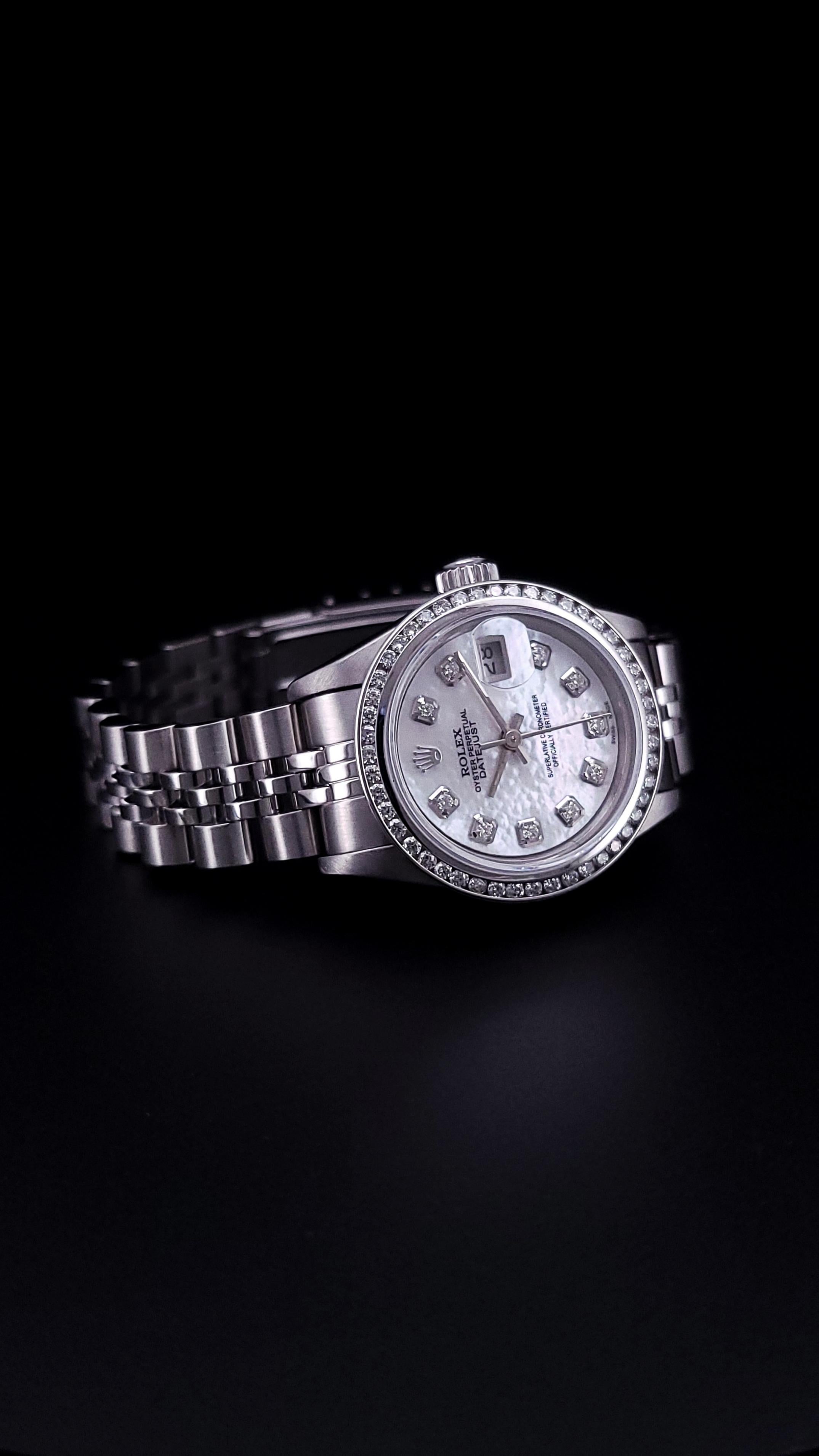Taille ronde Montre Rolex Lady Datejust 26mm MOP cadran diamant en vente