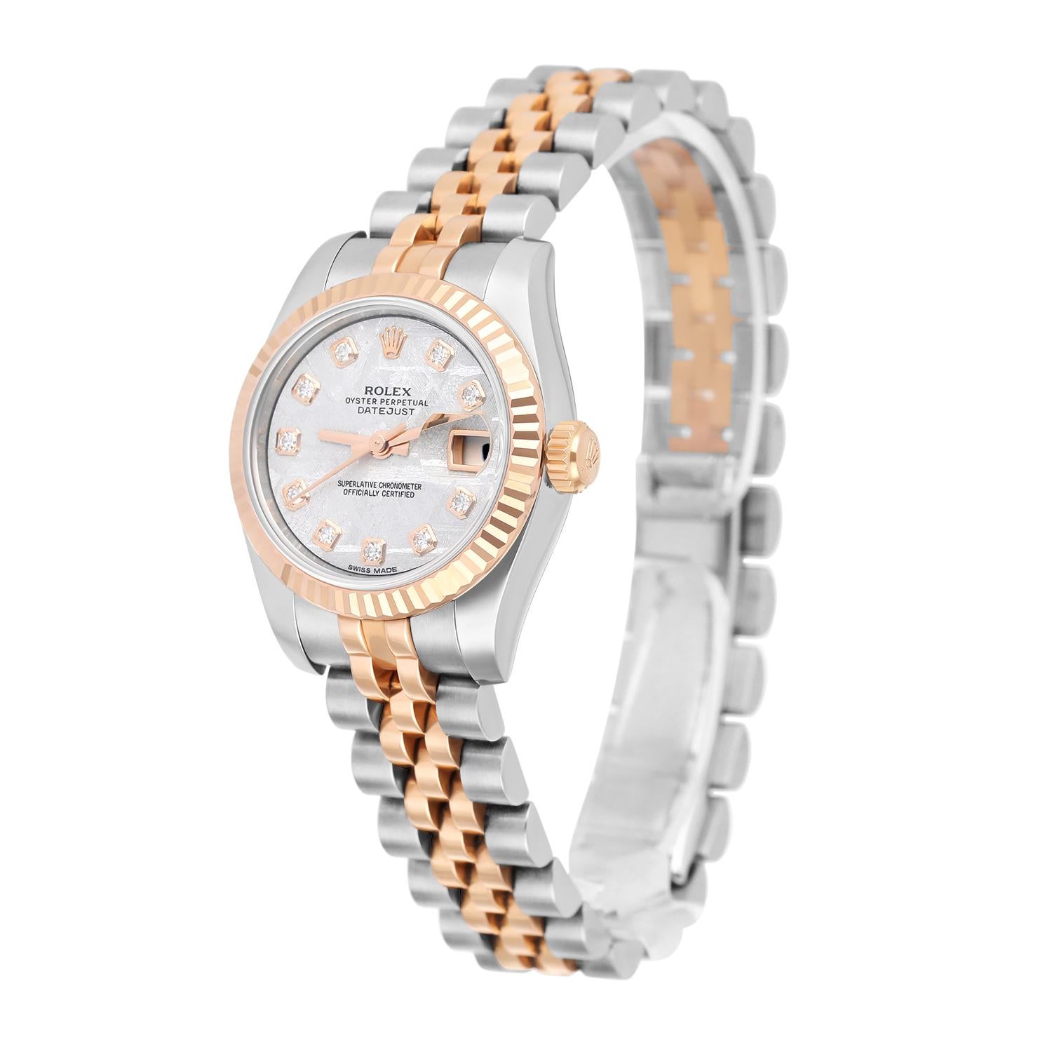 Women's Rolex Lady-Datejust 26mm Stainless Steel & Rose Gold 179171 Meteorite Diamond For Sale