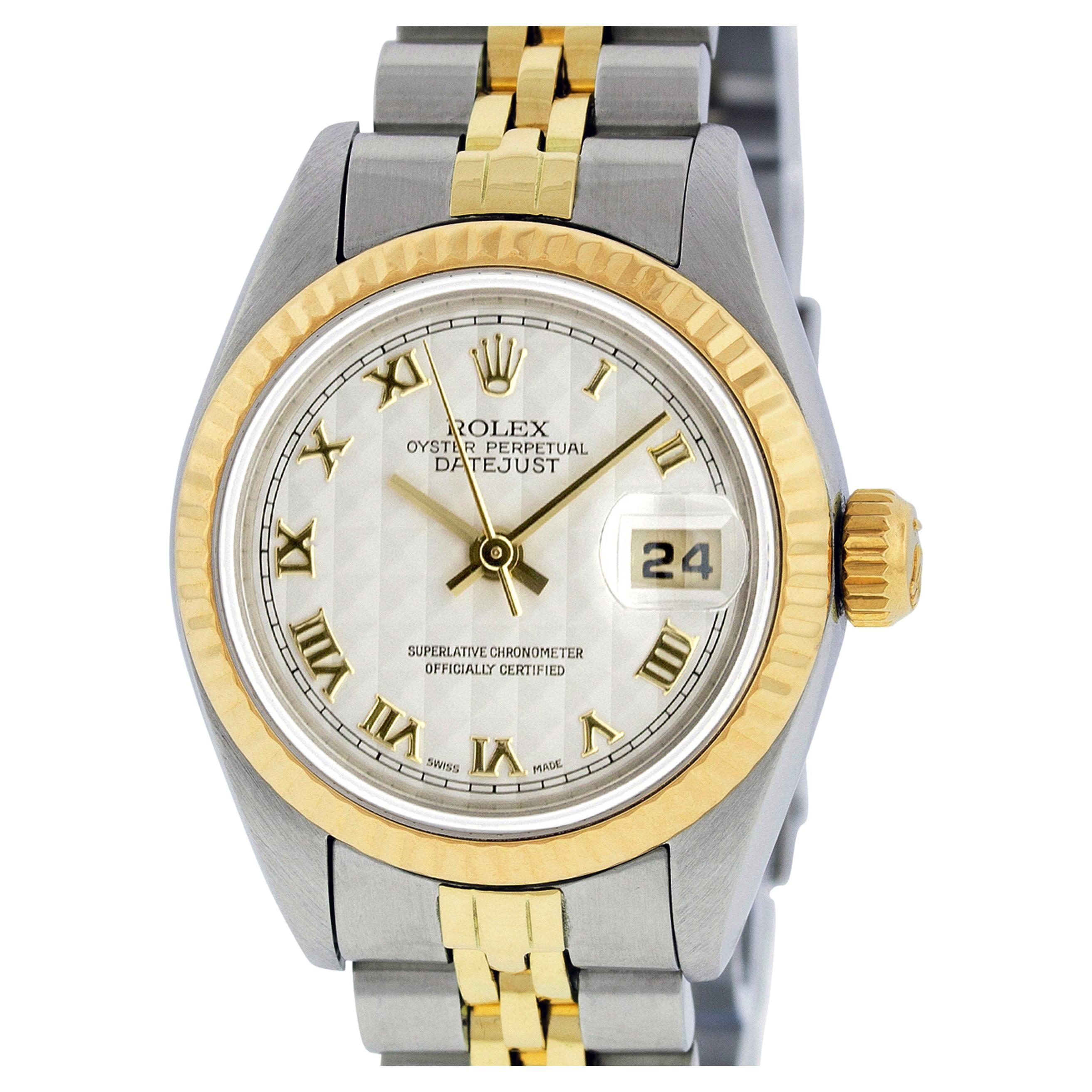 Rolex LadyDatejust 26 White Dial Jubilee Bracelet Watch 18 Kt Gold and
