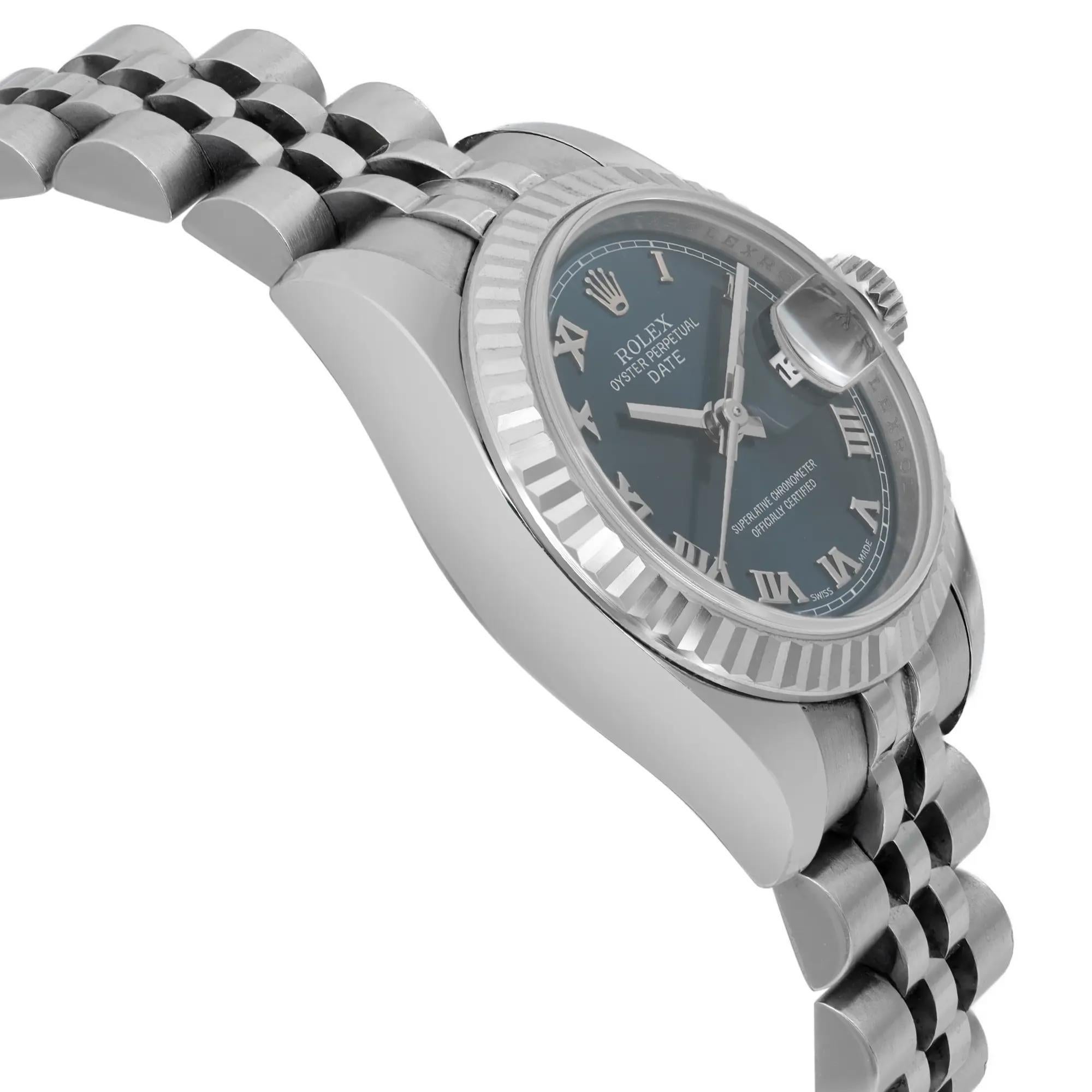 De las mujeres Rolex Lady Datejust 26MM Acero Esfera Azul Romana Jubilee Reloj de Señora 179174 en venta