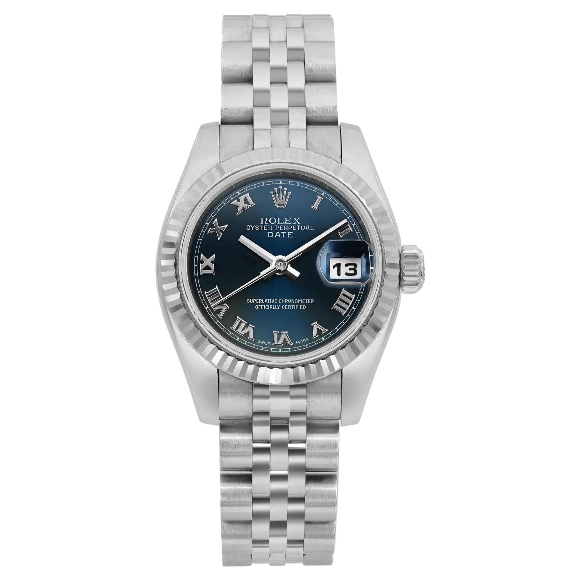 Rolex Lady Datejust 26MM Acero Esfera Azul Romana Jubilee Reloj de Señora 179174 en venta