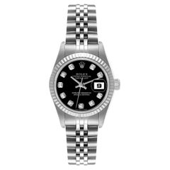 Rolex Lady-Datejust 26mm Steel White Gold Black Diamond Dial Ladies Watch 79174