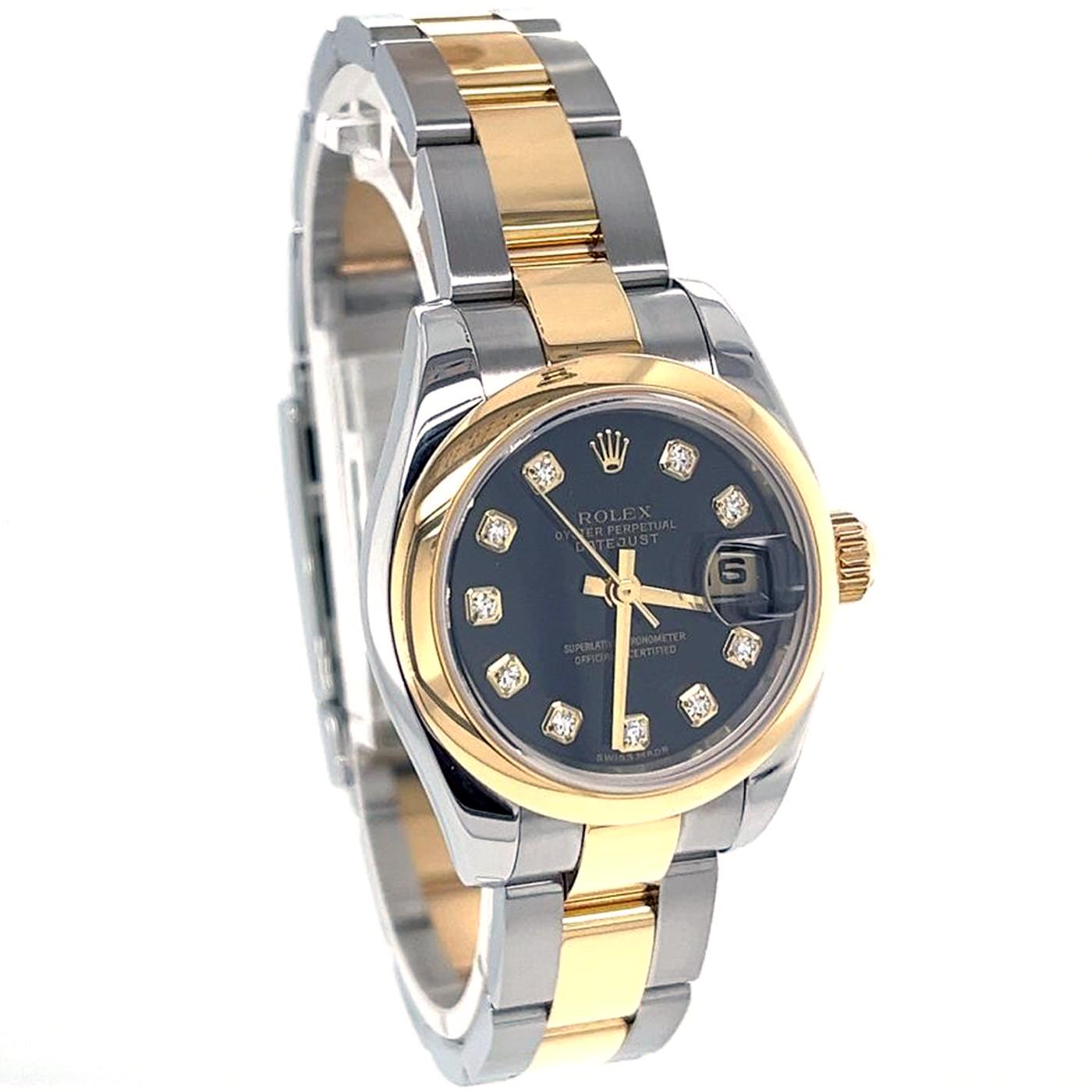 Rolex Lady Datejust 26mm Two-Tone 18k Yellow Gold Diamond Dial Watch 179163 3