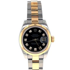 Rolex Lady Datejust 26mm Two-Tone 18k Yellow Gold Diamond Dial Watch 179163