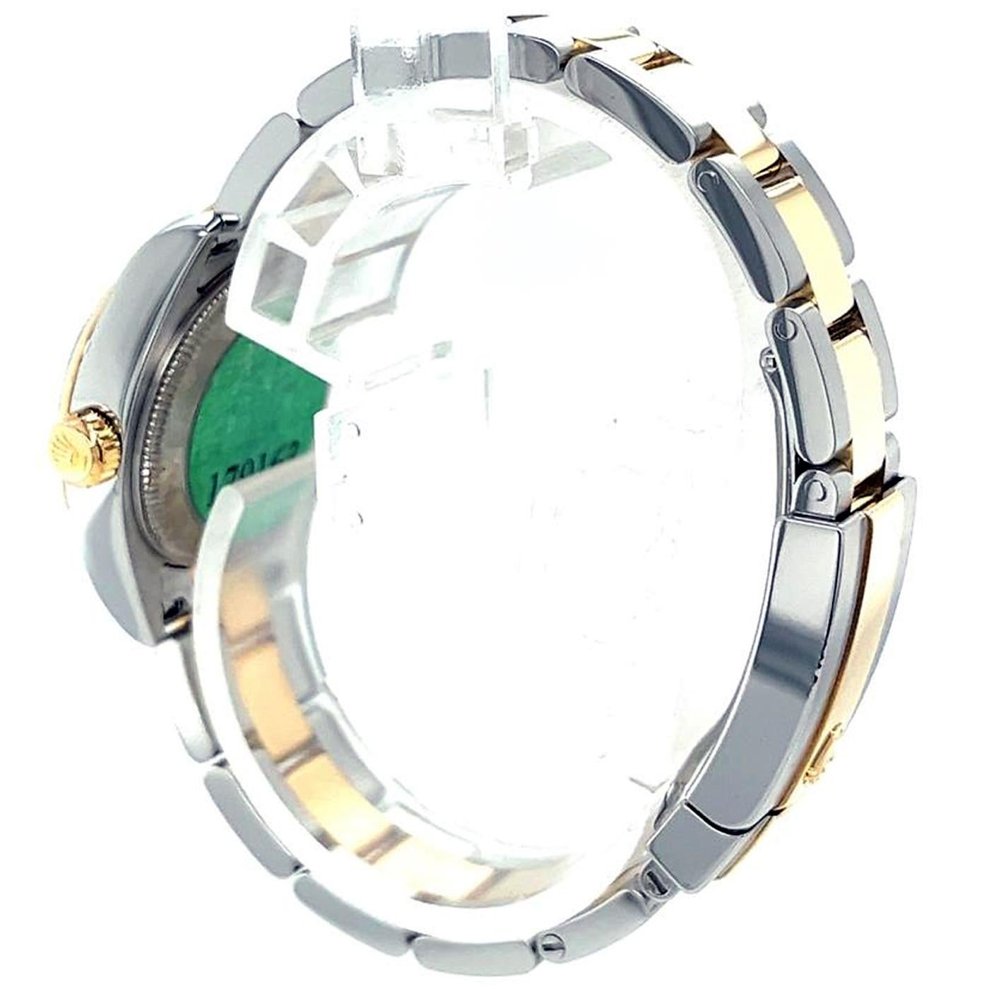 Round Cut Rolex Lady Datejust 26mm Two-Tone 18k Yellow Gold Diamond Dial Watch 179163