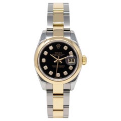 Used Rolex Lady Datejust 26mm Two-Tone 18k Yellow Gold Diamond Dial Watch 179163