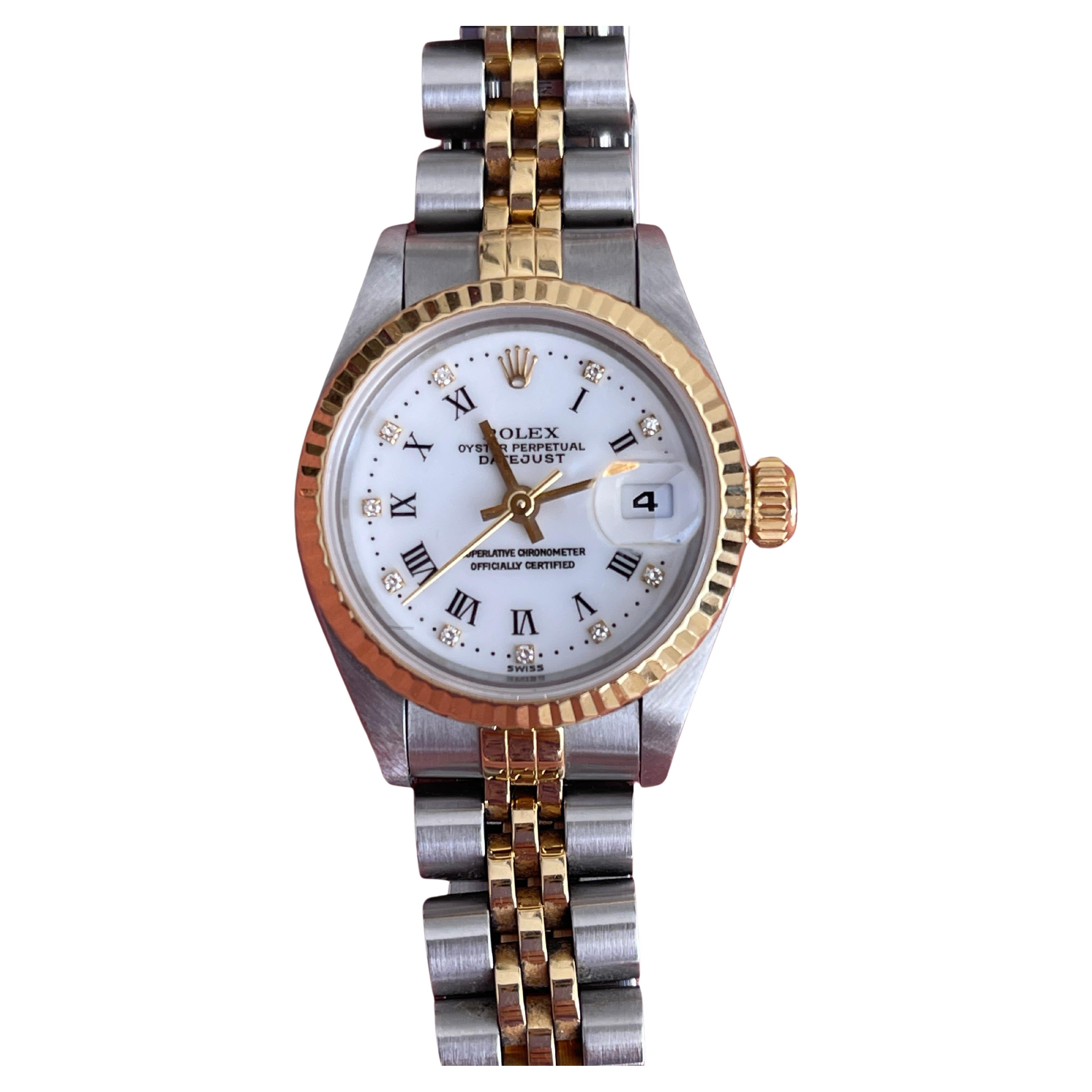 Rolex lady datejust 26mm two tone diamond face For Sale