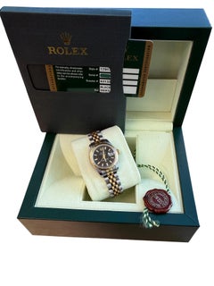 Rolex Lady-Datejust 26mm Yellow Gold Steel Black Dial Jubilee Watch 179173