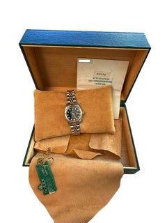 Rolex Lady-Datejust 26mm Yellow Gold Steel Diamond Black Dial Watch 69173