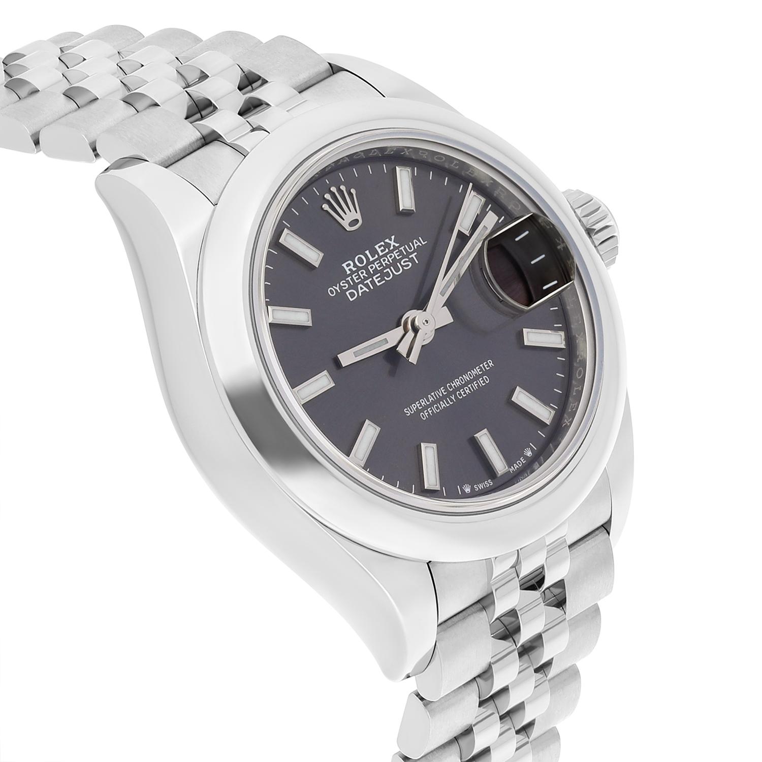 Rolex Lady-Datejust 28 Dark Grey Domed Stainless Steel Jubilee 279160 New 2022 For Sale 2