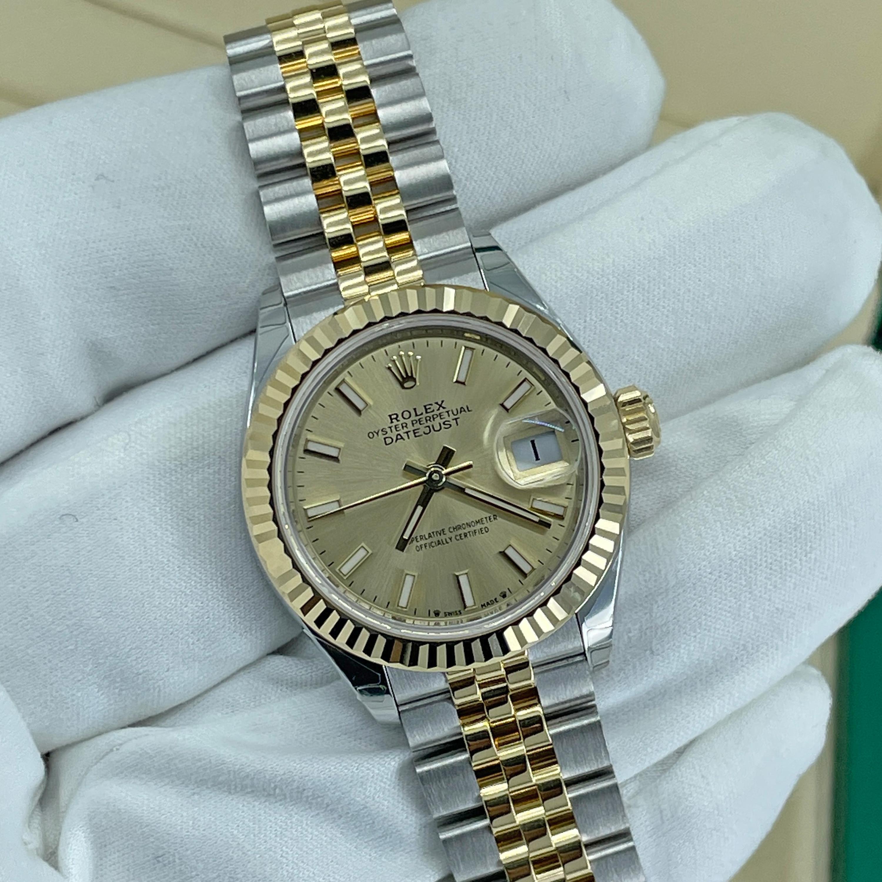 Rolex Lady Datejust, Champagne, Jubilee, Fluted, 279173, Unworn Watch, Complete For Sale 1