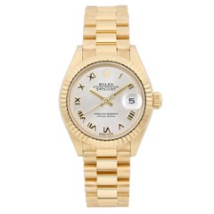Rolex Lady-Datejust 28mm 18K Yellow Gold Silver Roman Dial Ladies Watch 279178