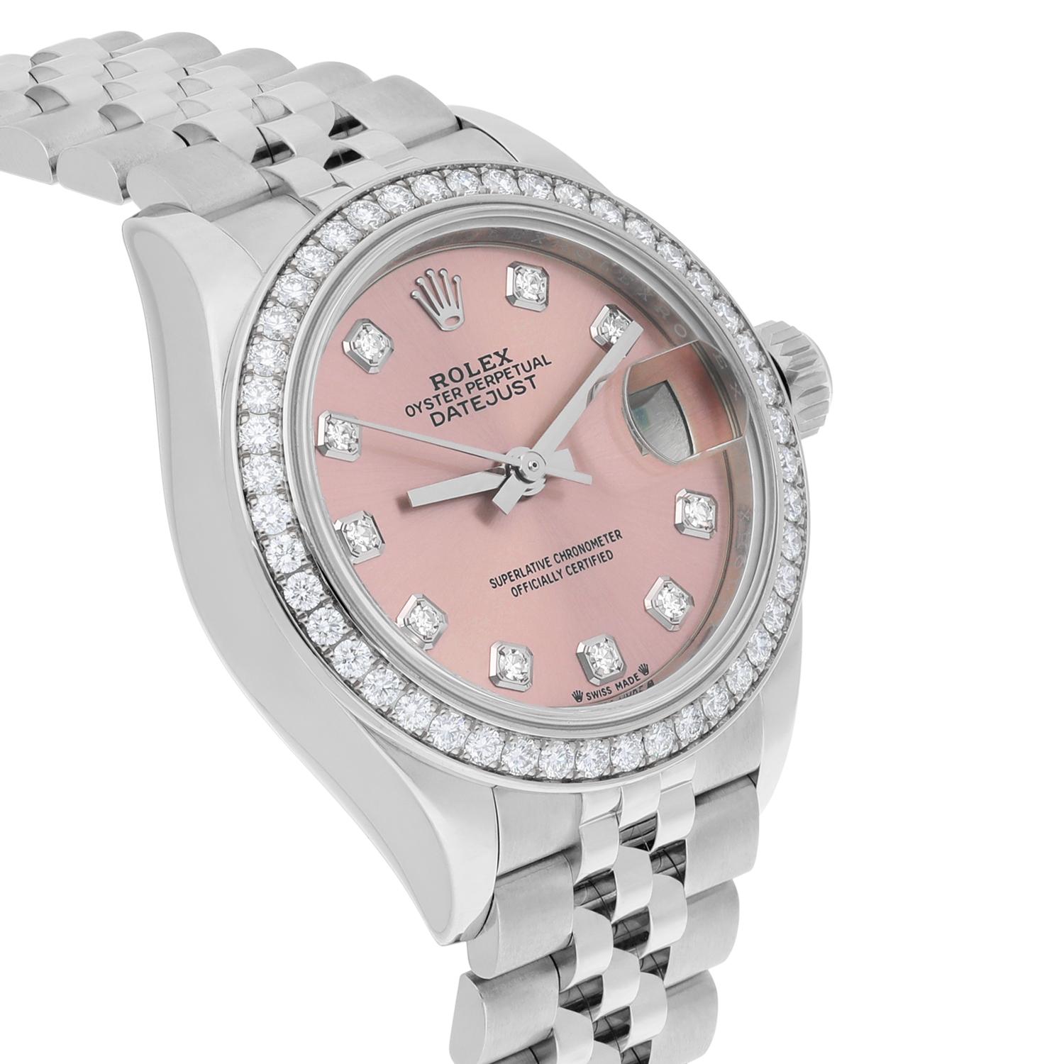 Women's Rolex Lady-Datejust 28mm 279384RBR Pink Diamond Jubilee Complete For Sale