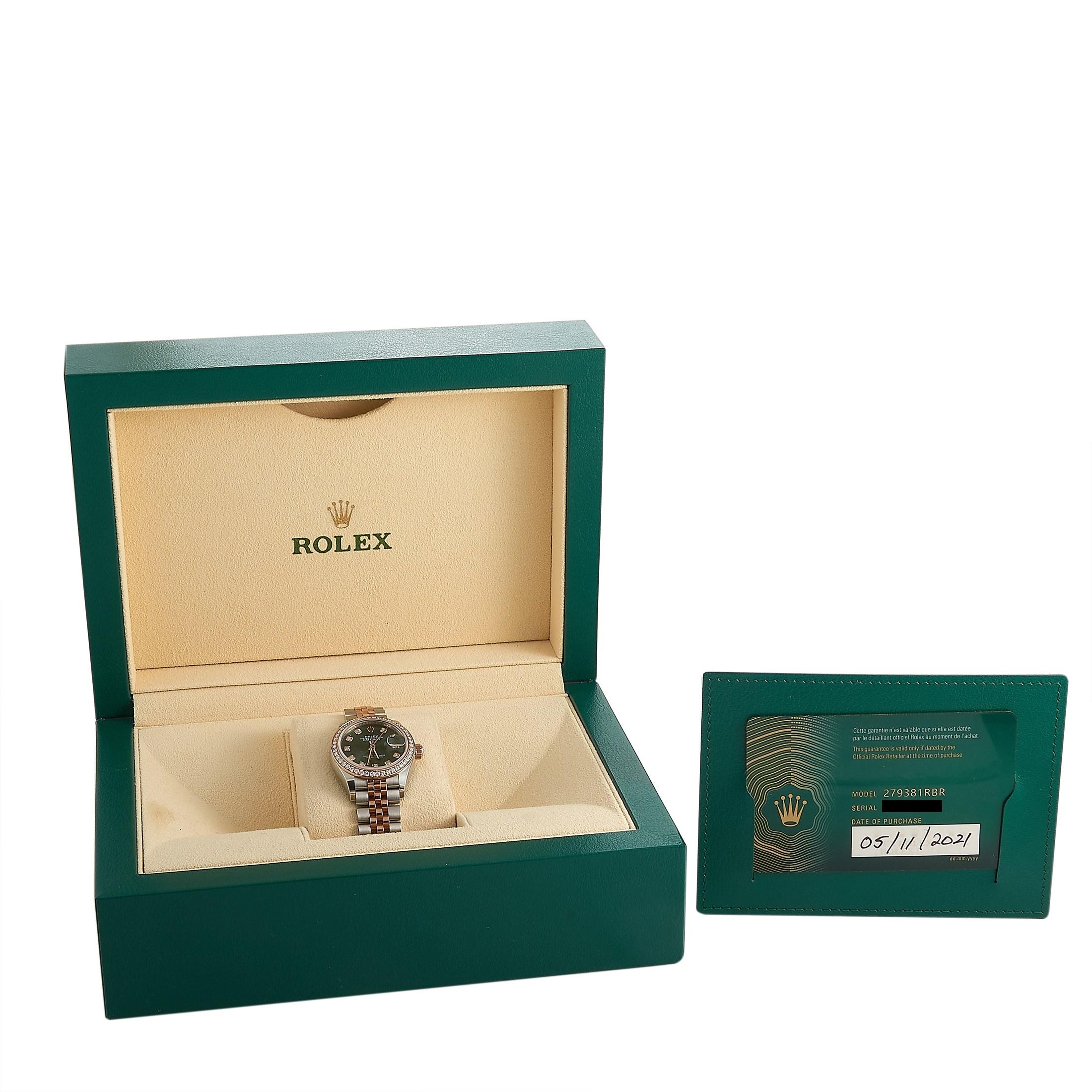 Rolex Lady Datejust Diamond Watch 279381RBR In New Condition In Southampton, PA