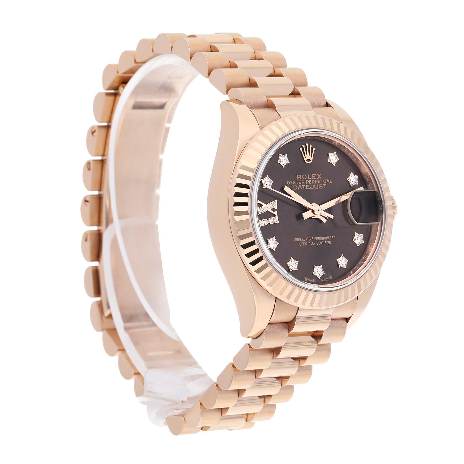 Modern Rolex Lady-Datejust 28mm Everose Gold Women's Watch 279175 Presidential Band
