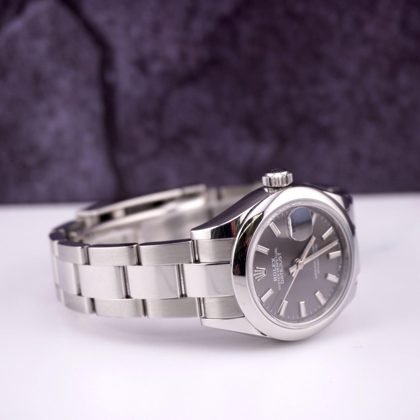 Rolex Lady Datejust 28mm Stainless Steel Smooth Oyster Silver Dial Watch 279160 For Sale 5