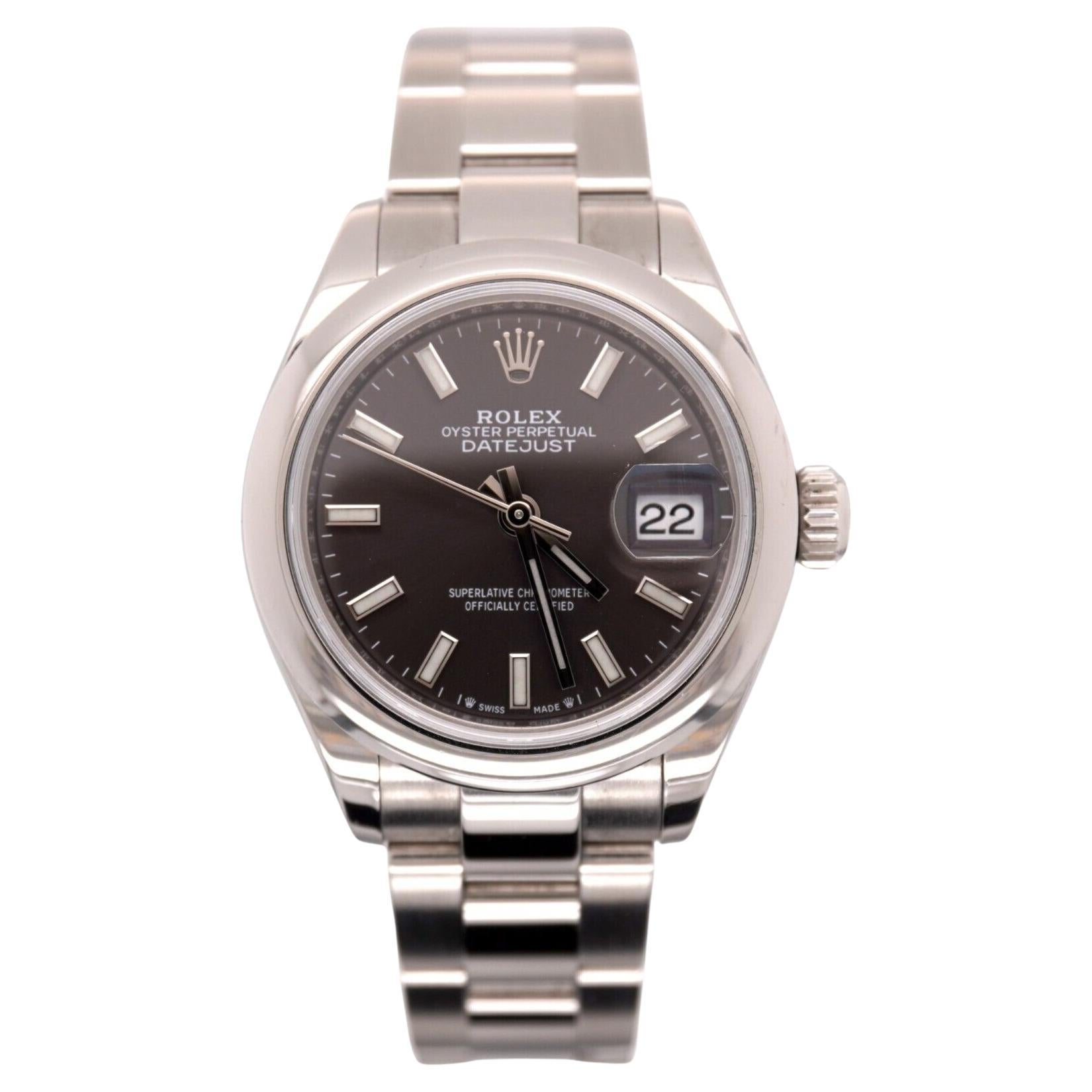Rolex Lady Datejust 28mm Stainless Steel Smooth Oyster Silver Dial Watch 279160 For Sale