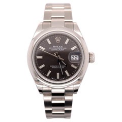 Rolex Lady Datejust 28mm Acier inoxydable Smooth Oyster Montre cadran argent 279160
