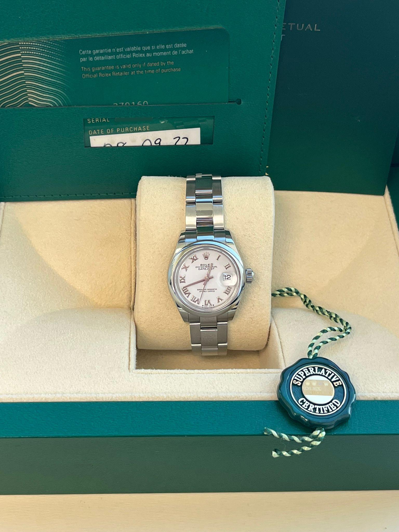 Rolex Lady-Datejust 28mm White Dial Smooth Bezel Steel Ladies Watch 279160-0016 For Sale 5