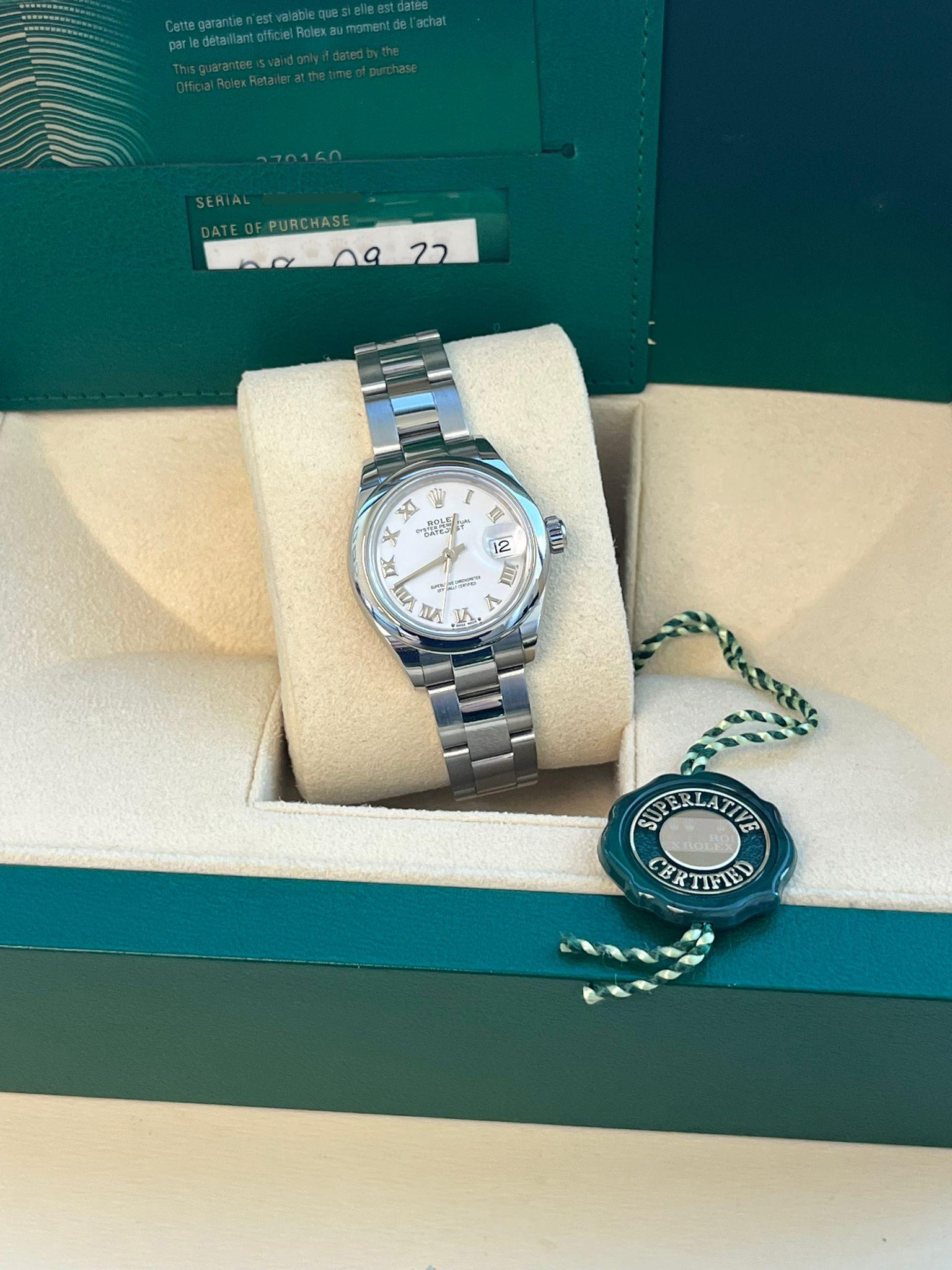 Rolex Lady-Datejust 28mm White Dial Smooth Bezel Steel Ladies Watch 279160-0016 For Sale 3