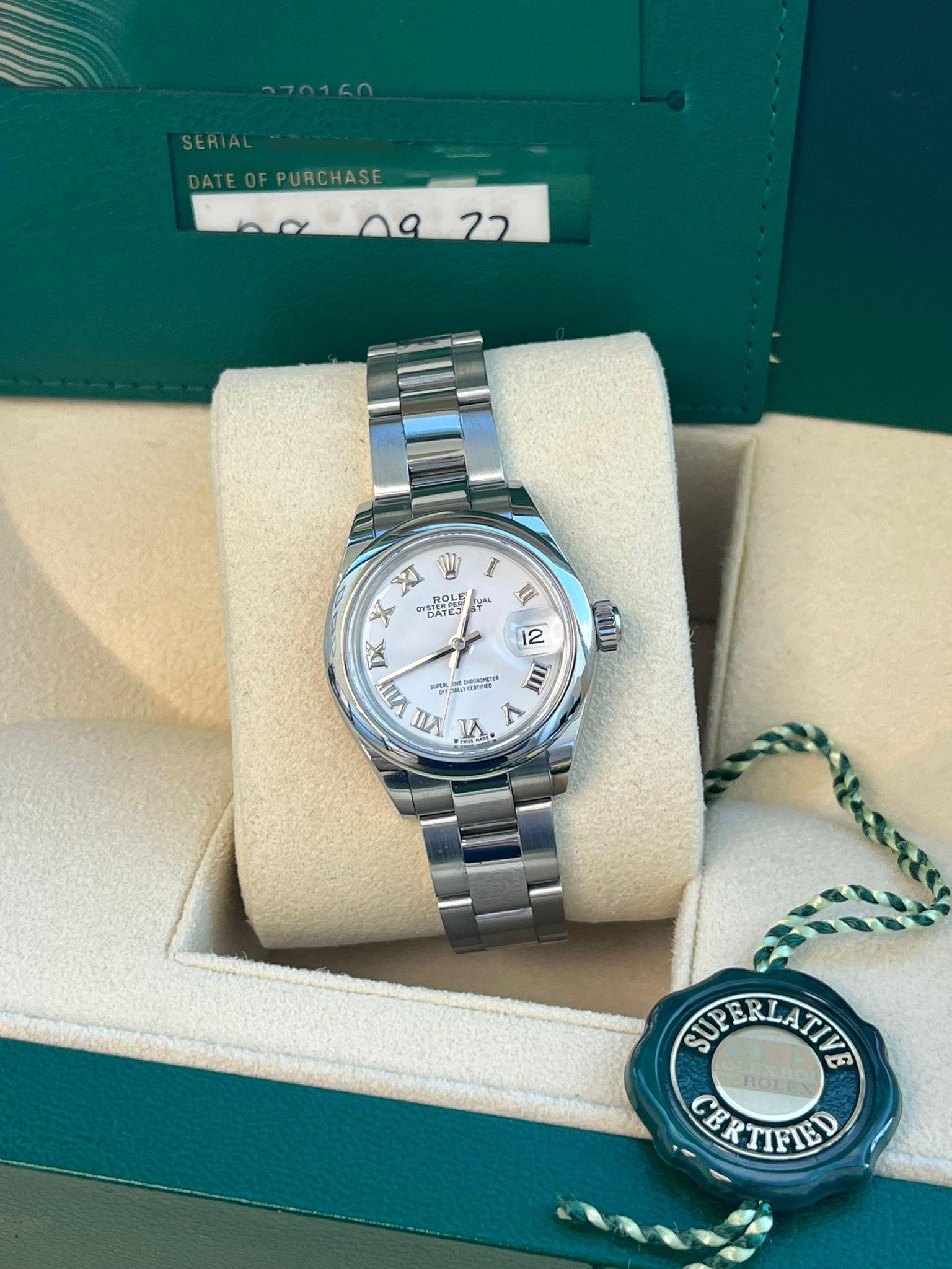 Rolex Lady-Datejust 28mm White Dial Smooth Bezel Steel Ladies Watch 279160-0016 For Sale 4