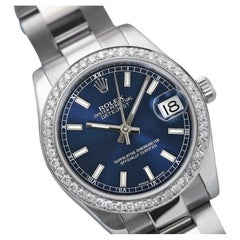 Used Rolex Lady-Datejust 31mm Stainless Steel Blue Index Dial with Diamond Bezel