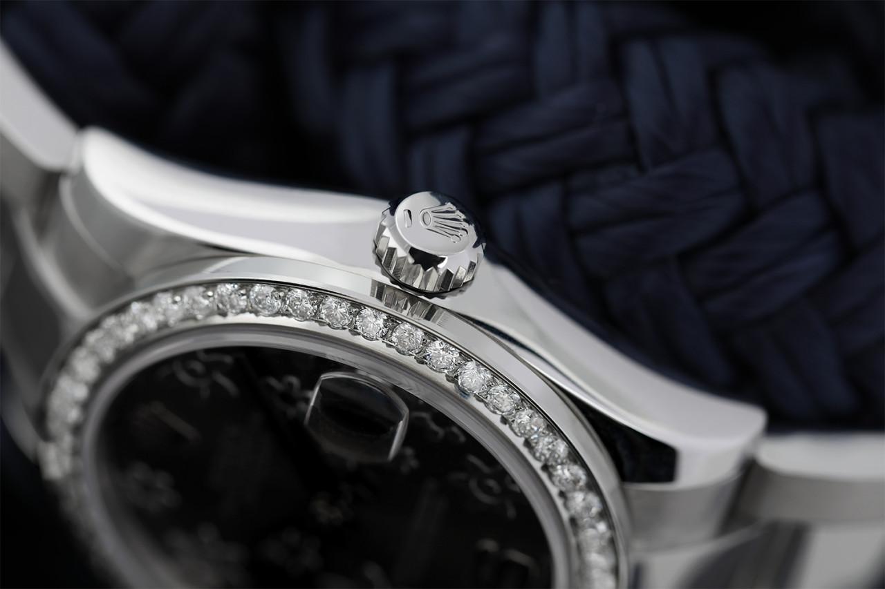Rolex Montre Lady-Datejust 31 mm en acier inoxydable avec cadran flottant gris et lunette en diamants Neuf - En vente à New York, NY