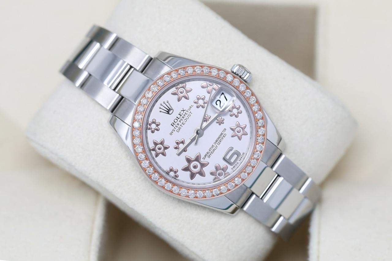 Rolex Lady-Datejust 31mm Stainless Steel Rose Flower Factory Dial with custom Diamond Bezel 178240

 

Genuine Rolex Datejust 31mm Stainless Steel with factory rose flower dial and custom diamond bezel. It comes with a Rolex box, Rolex warranty