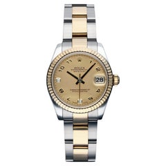 Used Rolex Lady-Datejust 31mm Yellow Gold Steel Diamond Dial Two-Tone Watch 178273