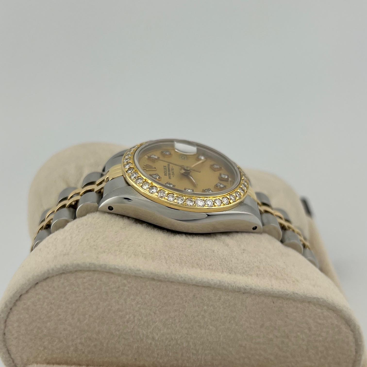 Rolex Lady Datejust 69173 26mm Champagner Diamant Zifferblatt und Lünette 18k Gold Stahl im Angebot 6