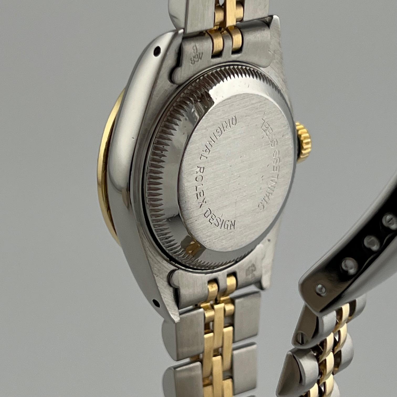 Rolex Lady Datejust 69173 26mm Champagner Diamant Zifferblatt und Lünette 18k Gold Stahl im Angebot 3